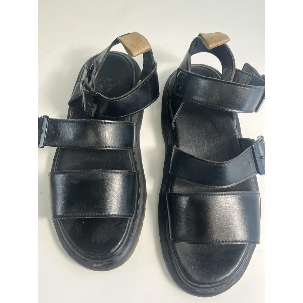 Dr. Martens Vegan Gryphon Shoes Mens Size 8 Black Strappy Sandals Buckle